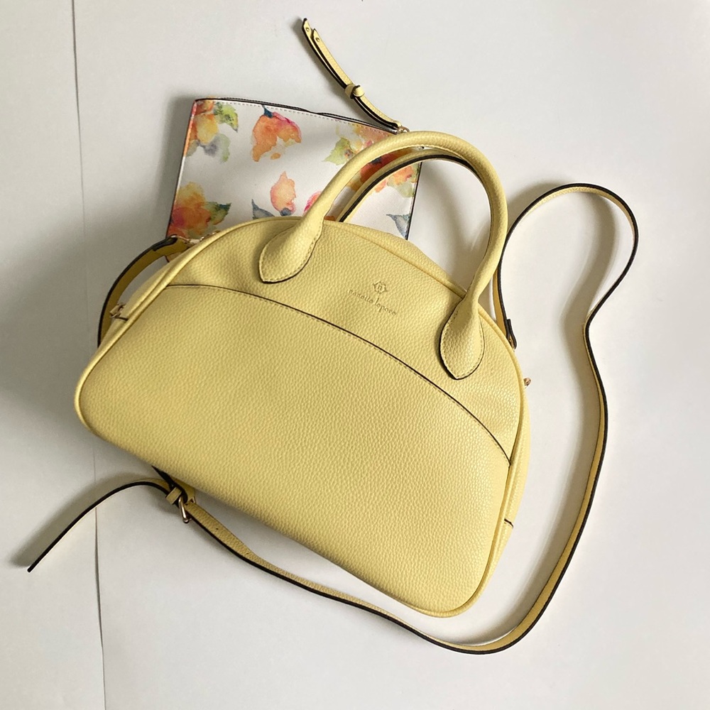 Nanette Lepore Pebbled Yellow Vegan Leather Crossbody Bag Satchel